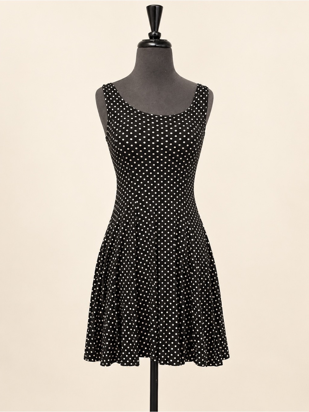 Black Polka Dot Fit-and-Flare Dress